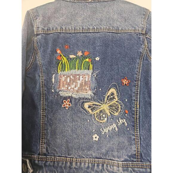 Kidscool Space Blue Sequin Shoulder Denim Jean Jacket Kids Size 4/5 - Picture 4 of 8